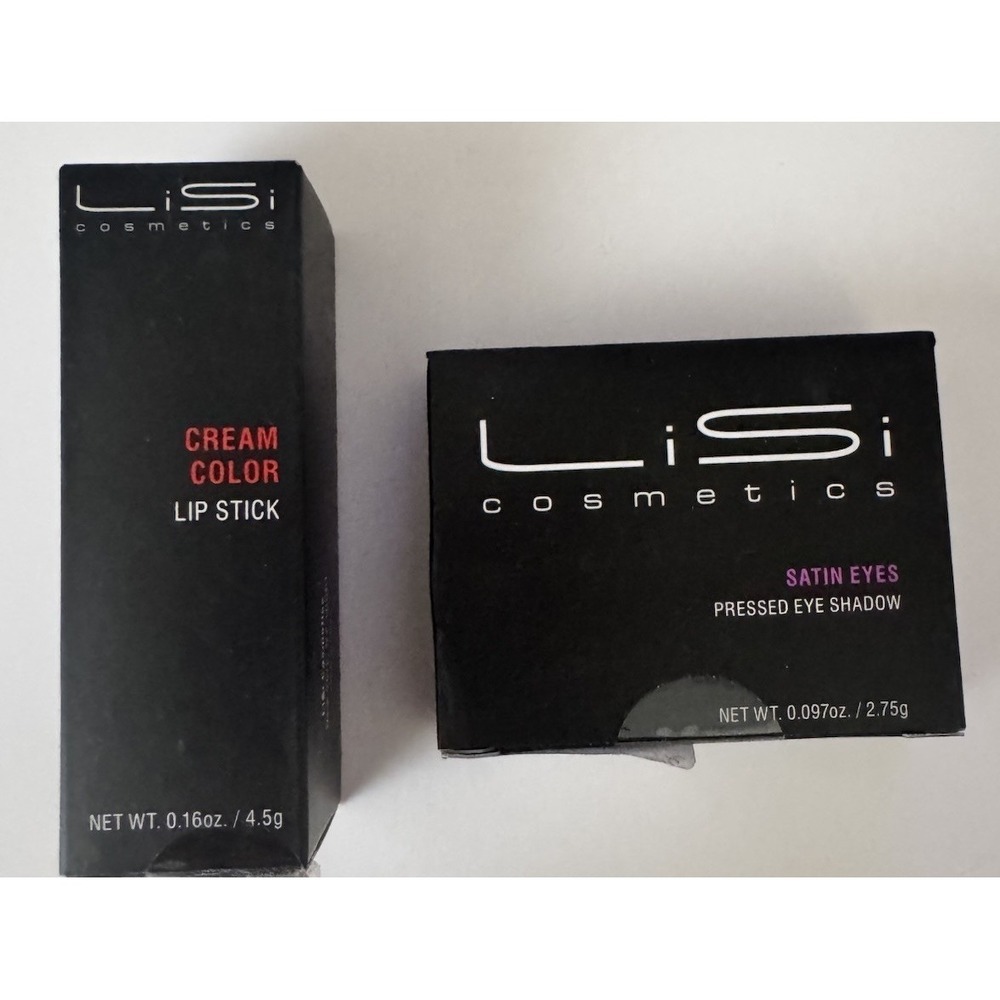 Lisi Cosmetics Lipstick 011 Nightingale + Satin Eyes Shadow 010 Larkspur NIB